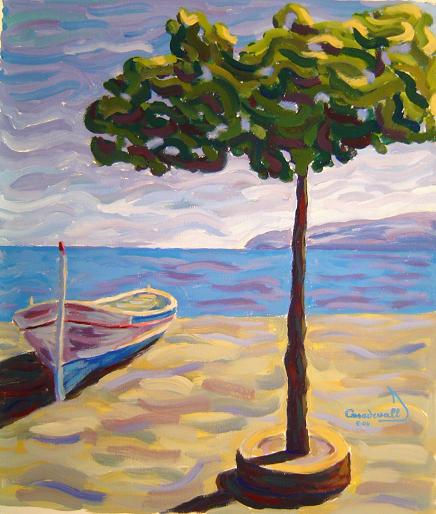 Portbou-platja Acrylic Canvas Marine Painting