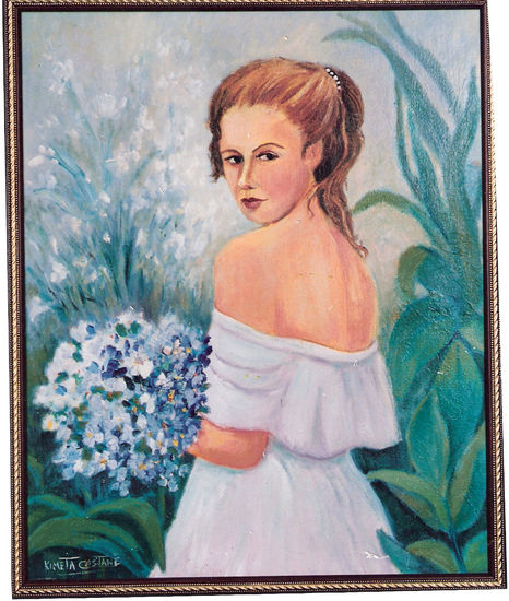 el ramo de flores blancas Oil Canvas Figure Painting