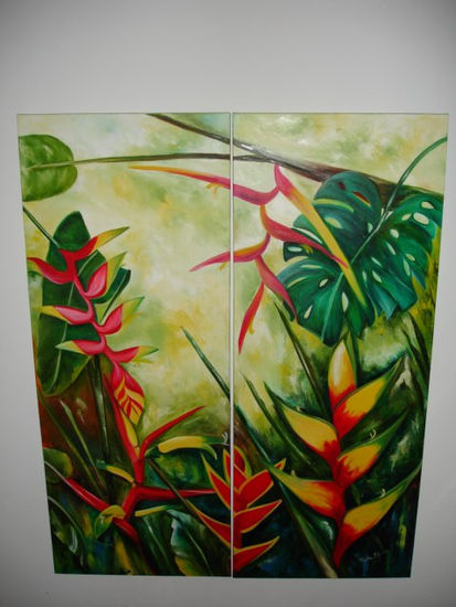 mi jardin Oil Canvas Floral Painting