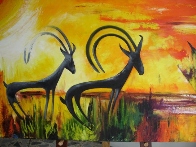 ATARDECER AFRICANO Oil Canvas Landscaping