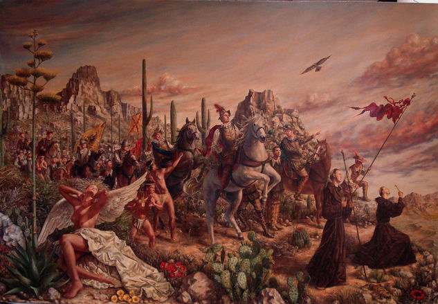 El arribo de Coronado a las tierras de Arizona Oil Canvas Landscaping