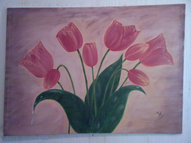 FLORAL TULIPANES Oil Canvas Floral Painting