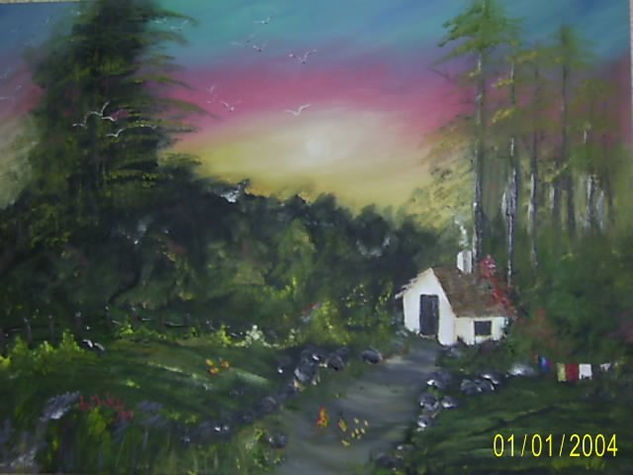 Viviendo en el campo Oil Canvas Landscaping