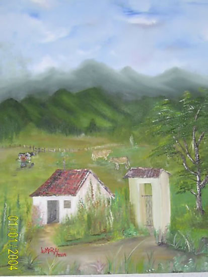 Ordeñando en la Sabana Oil Canvas Landscaping