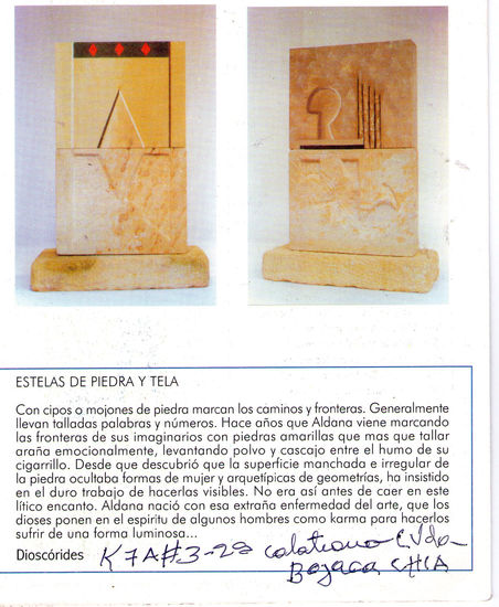 estelas  de piedra y tela 