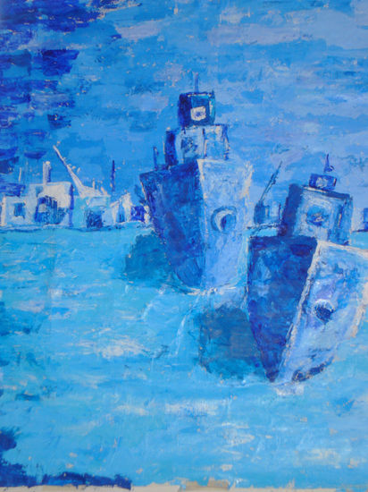 Barcos de La Boca 2 Acrylic Canvas Landscaping