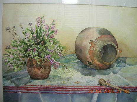 Bodegon miel-flores