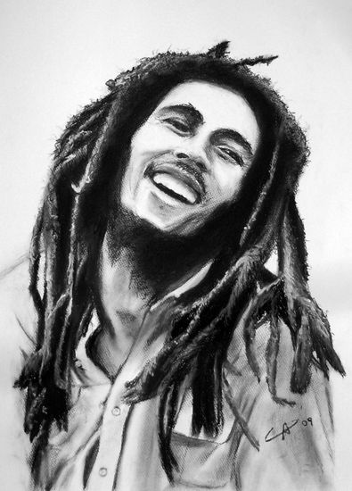 Bob Marley en tiza - Cristian English Pastel Paper Portrait