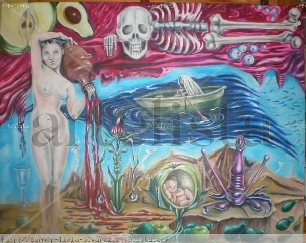 LA HUESERA Oil Canvas Figure Painting