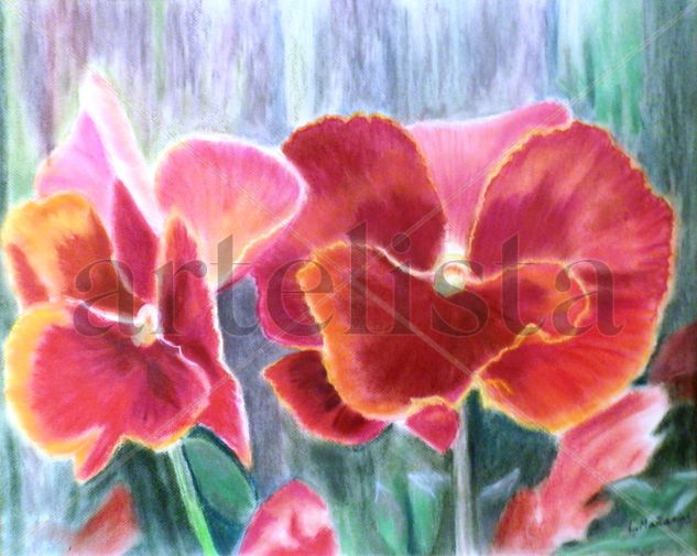 Pensamientos II Pastel Paper Floral Painting