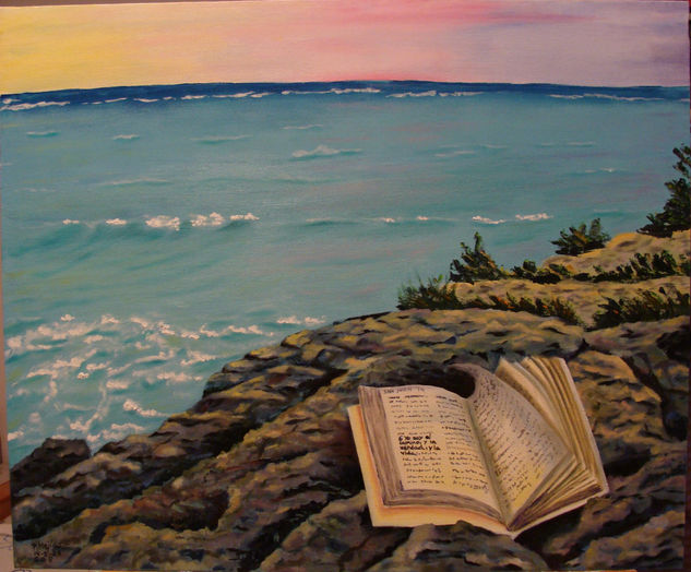 Meditando junto al mar Oil Canvas Landscaping