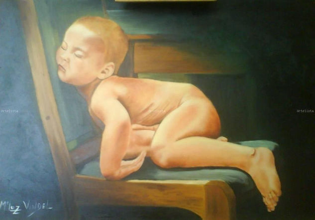 NIÑO DORMIDO Oil Canvas Figure Painting