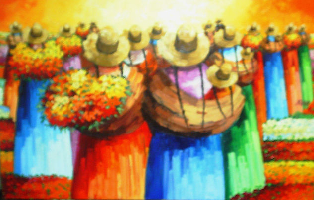 cholitas Óleo Lienzo Paisaje