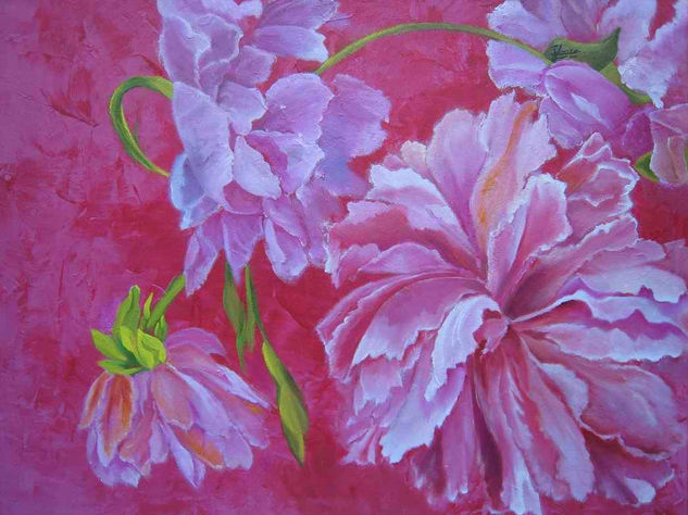 Peonía IV Oil Canvas Floral Painting