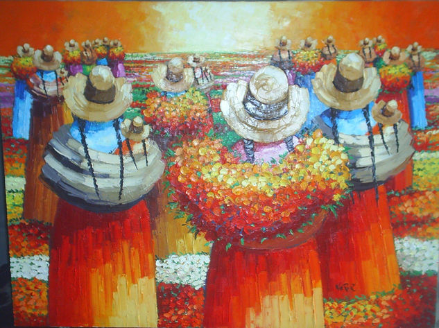 cholas en la chacra Oil Canvas Others