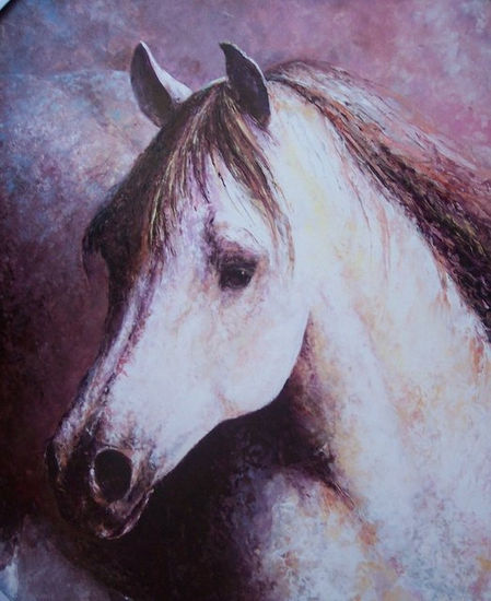 Caballo cartujano III Oil Panel Animals