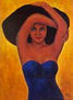 Mujer con Sombrero Negro