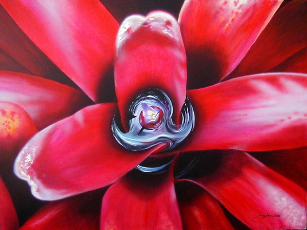 "Bromelia" Oil Canvas Floral Painting