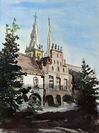 Rathaus Lemgo in Lippe Watercolour Card Landscaping