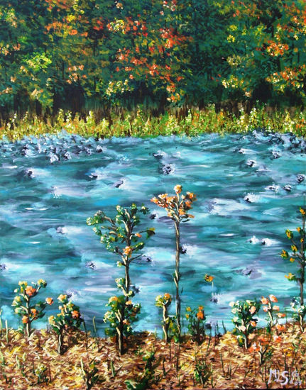 OTOÑO EN EL RIO Acrylic Panel Landscaping