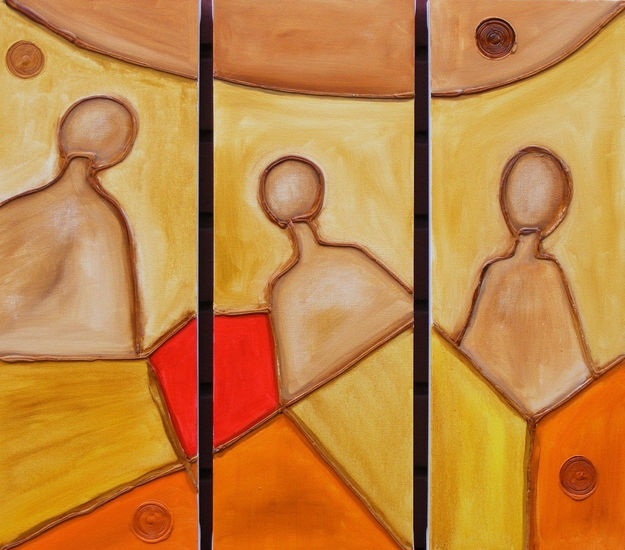 triptico Siluetas Gouache Lienzo Otros