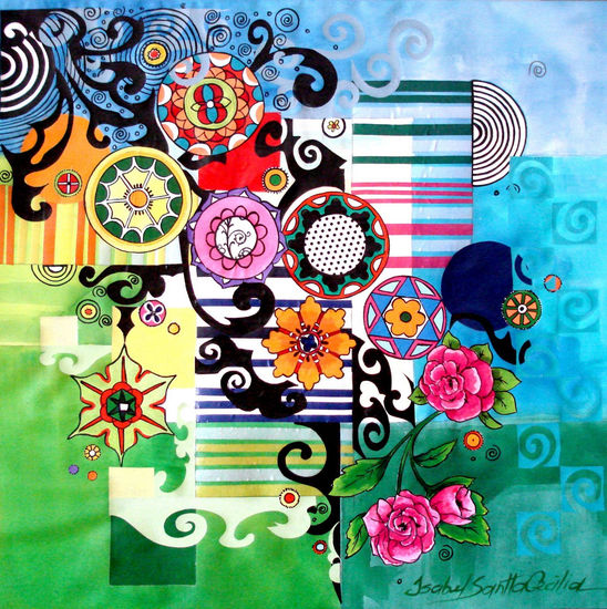 dona bonitinha Acrylic Textile Floral Painting