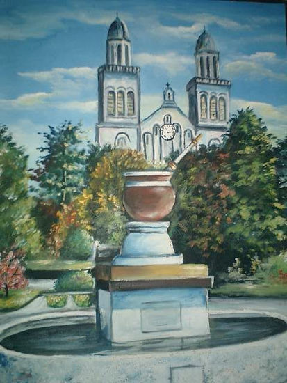 Catedral de Passo Fundo y monumento al mate Oil Canvas Landscaping