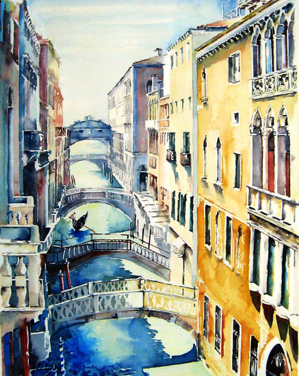 Rio del Palazzo, Amapola Herrera Watercolour Paper Landscaping