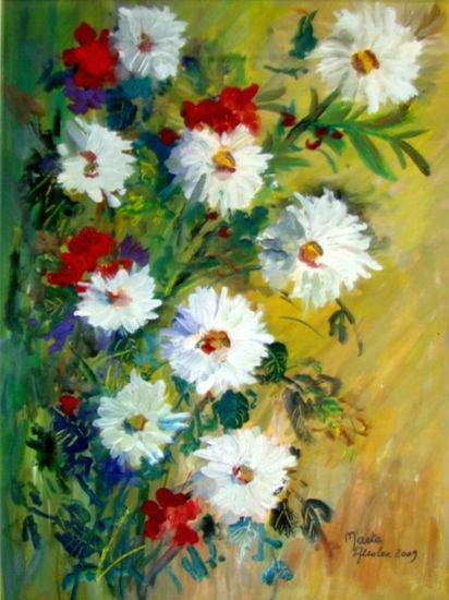 Margaritas en el campo Others Card Floral Painting