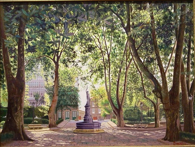 Plaza de Azcárraga, A Coruña Óleo Lienzo Paisaje