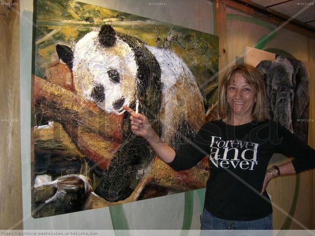 OSO PANDA Óleo Lienzo Animales