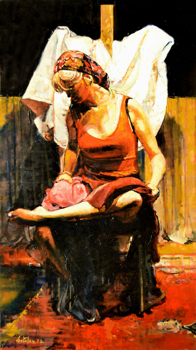 Gitana aseando sus pies.
