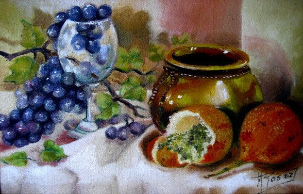 SERIE BODEGONES 2 Oil Paper Still Life Paintings