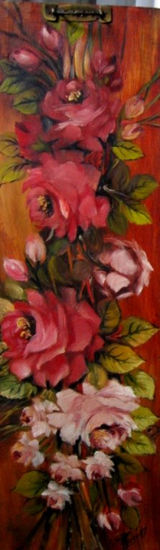 ROSAS ROJAS Oil Panel Floral Painting