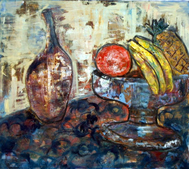 bodegon con platanos II Oil Canvas Still Life Paintings