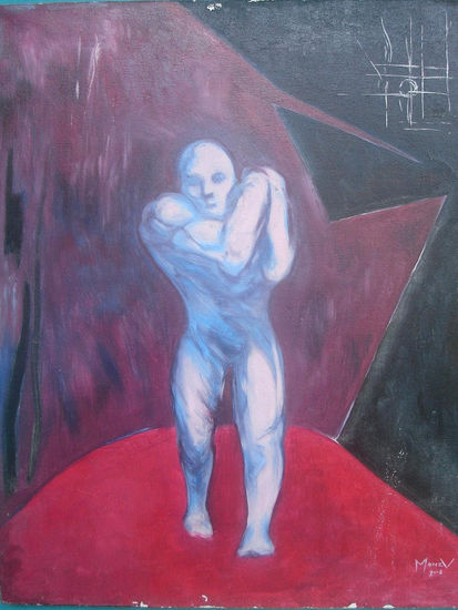 La pesada carga de un creador. 2008 Oil Textile Figure Painting