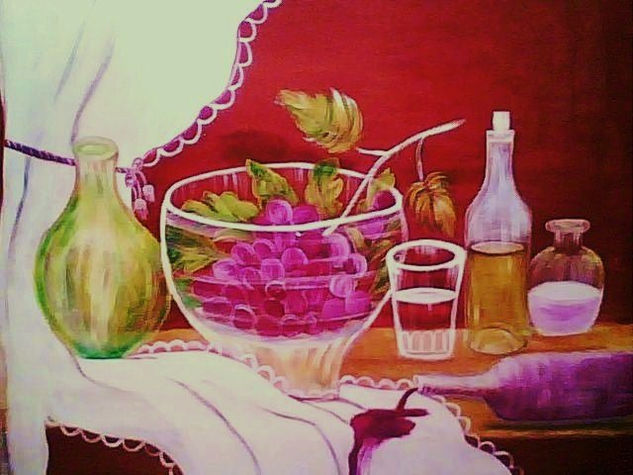 bodegon vino derramado Oil Canvas Still Life Paintings