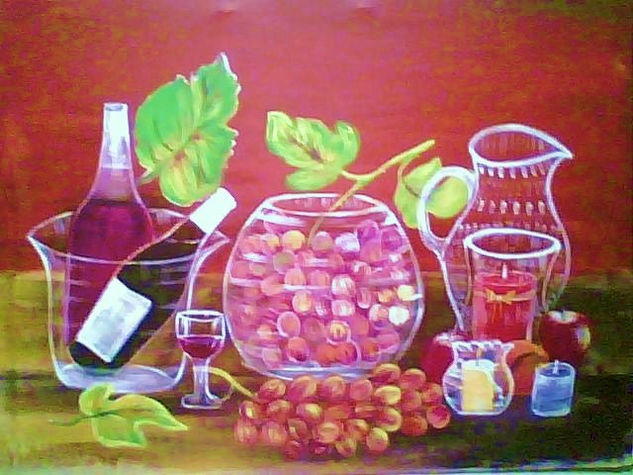 Bodegon con botellas Oil Canvas Still Life Paintings