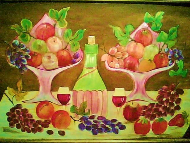 Bodegon con dos fuentes Oil Canvas Still Life Paintings