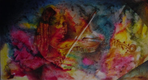 Violinista Media Mixta Lienzo