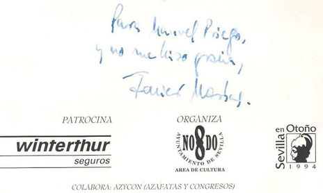 LAS CARTAS DEL NOVELISTA JAVIER MARIAS A MANUEL PRIEGO (1994).