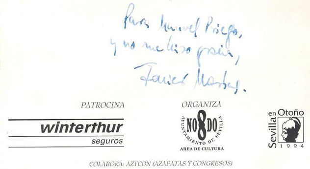 DEDICATORIA DE  JAVIER MARIAS A MANUEL PRIEGO