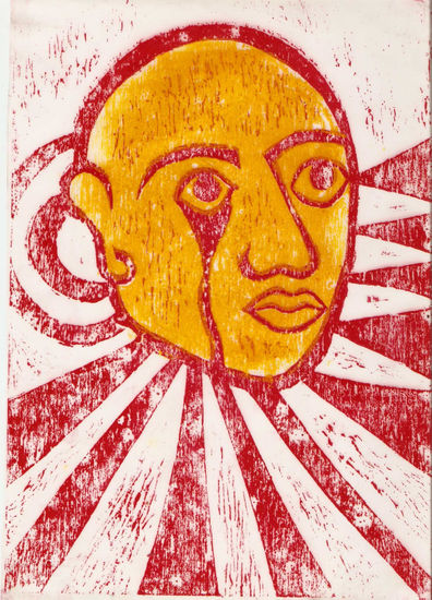 Hombre del Sol Woodcut