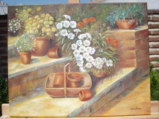 LAS MACETAS Oil Canvas Floral Painting