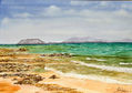 Lobos y Lanzarote desde playa de Corralejo