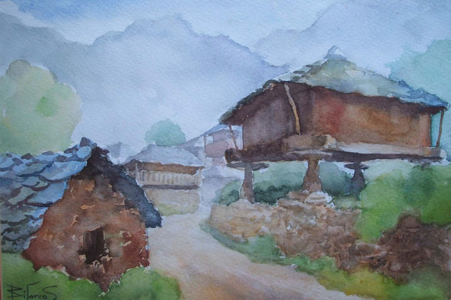 Vega de Horreo (Cangas del Narcea) Asturias Watercolour Paper Landscaping