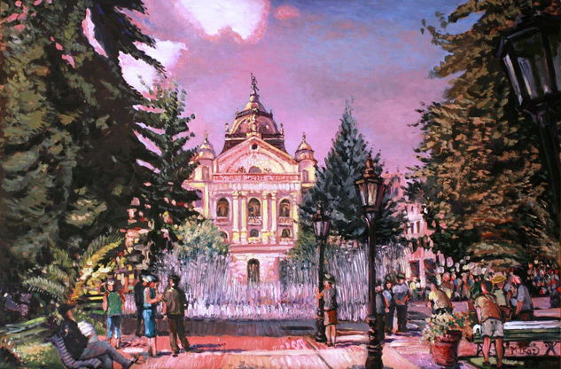 Plaza con fuente "Kosice, Eslovaquia" 