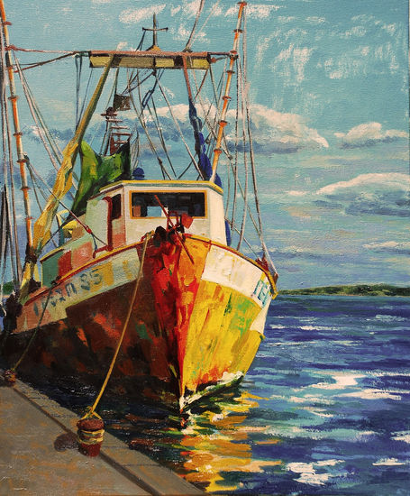 Barco en Puerto de Alvarado Oil Canvas Landscaping