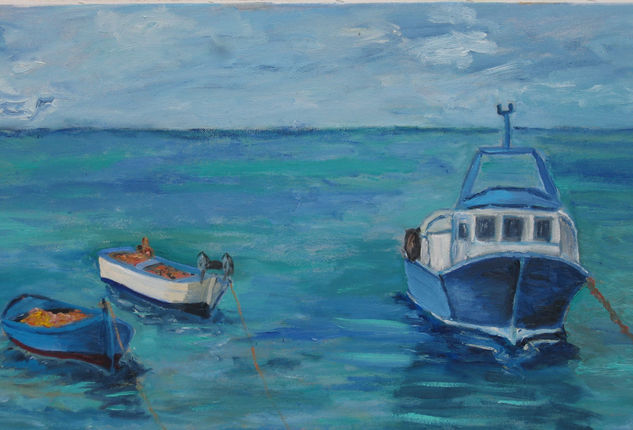 Barcas Oil Canvas Marine Painting