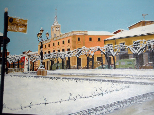 Plaza Cervantes. Alcala de Henares Oil Canvas Landscaping